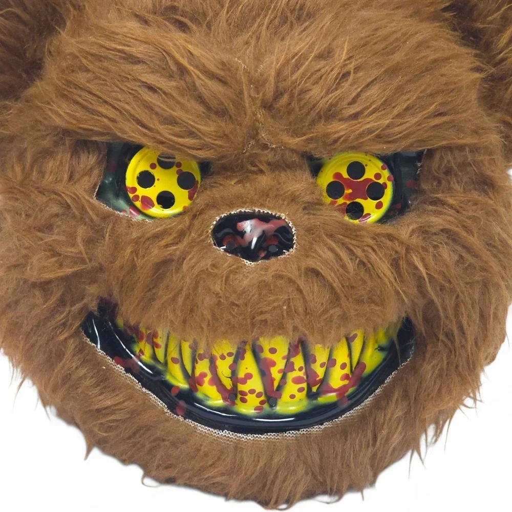 Spirit Halloween Scary Evil Bear Mask Brown Furry Horror Teddy Blood Teeth Creep - Picture 8 of 14